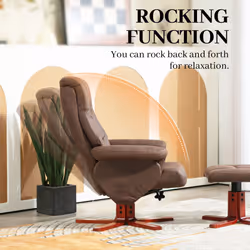 HOMCOM Recliner Chair with Footstool, Backrest Adjustable, Armchair, Brown - Additional view 4