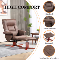 HOMCOM Recliner Chair with Footstool, Backrest Adjustable, Armchair, Brown - Additional view 5