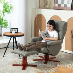 HOMCOM Recliner Chair with Footstool, Backrest Adjustable, Armchair, Grey