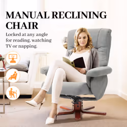 HOMCOM Recliner Chair with Footstool, Backrest Adjustable, Armchair, Grey