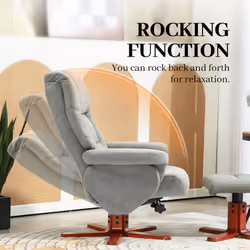 HOMCOM Recliner Chair with Footstool, Backrest Adjustable, Armchair, Grey