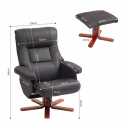 HOMCOM Recliner Chair with Footstool, Backrest Adjustable, Armchair, Black