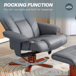 HOMCOM Reclining Armchair with Footstool and Adjustable Backrest, Grey