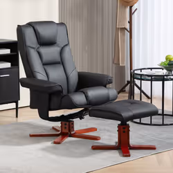 HOMCOM Reclining Armchair with Footstool and Adjustable Backrest, Black