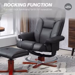 HOMCOM Reclining Armchair with Footstool and Adjustable Backrest, Black