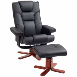 HOMCOM Reclining Armchair with Footstool and Adjustable Backrest, Black - Additional view 7