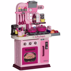AIYAPLAY Kids Kitchen with 33 Piece Accessories, Lights, Sounds, Storage