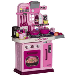 AIYAPLAY Kids Kitchen with 33 Piece Accessories, Lights, Sounds, Storage