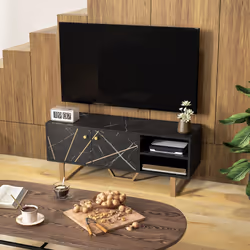 HOMCOM TV Unit for Living Room, TV Stand, Black Marble - Additional view 6