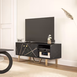 HOMCOM TV Unit for Living Room, TV Stand, Black Marble - Additional view 7