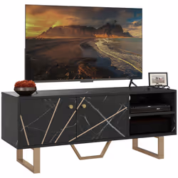 HOMCOM TV Unit for Living Room, TV Stand, Black Marble - Additional view 8