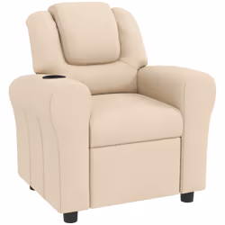 HOMCOM Kids Recliner Chair w/ Cup Holder, PU Leather Children Lounger, Beige - Additional view 8
