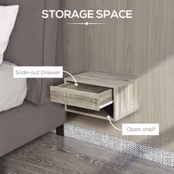 HOMCOM Floating Bedside Table Set of 2 Wall Mounted Nightstand Brown - Additional view 4