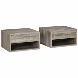 HOMCOM Floating Bedside Table Set of 2 Wall Mounted Nightstand Brown - Additional view 8