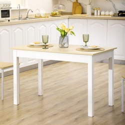 HOMCOM Dining Table for 4 to 6 Kitchen Table with Thick Legs Oak Wood Grain