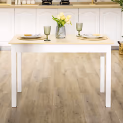 HOMCOM Dining Table for 4 to 6 Kitchen Table with Thick Legs Oak Wood Grain - Additional view 5