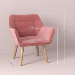 HOMCOM Velvet-Feel Accent Chair with Arms Slanted Back Wood Legs Pink