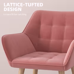 HOMCOM Velvet-Feel Accent Chair with Arms Slanted Back Wood Legs Pink - Additional view 4