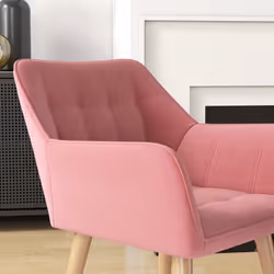 HOMCOM Velvet-Feel Accent Chair with Arms Slanted Back Wood Legs Pink - Additional view 7