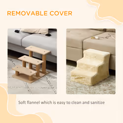 PawHut Three-Step Portable Dog Stairs with Washable Plush Cover - Additional view 4