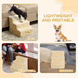 PawHut Three-Step Portable Dog Stairs with Washable Plush Cover - Additional view 7