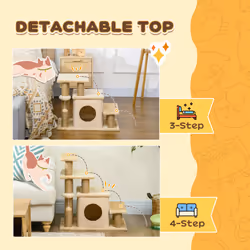 PawHut Dog Steps for Bed 4 Step Pet Stairs Cat House with Detachable Cover