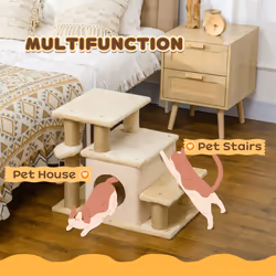 PawHut Dog Steps for Bed 4 Step Pet Stairs Cat House with Detachable Cover - Additional view 4