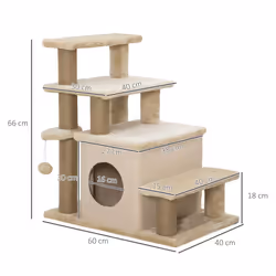 PawHut Dog Steps for Bed 4 Step Pet Stairs Cat House with Detachable Cover - Additional view 5