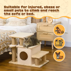 PawHut Dog Steps for Bed 4 Step Pet Stairs Cat House with Detachable Cover - Additional view 7