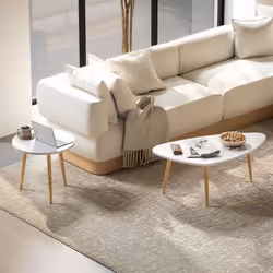 HOMCOM Coffee Table Set of 2 Nesting End Side Tables for Living Room, White