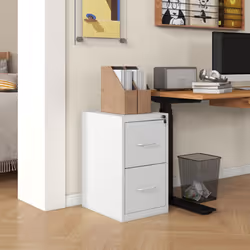 HOMCOM 2 Drawer Filing Cabinet Steel File Cabinet for A4 Letter Size Cream