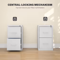 HOMCOM 2 Drawer Filing Cabinet Steel File Cabinet for A4 Letter Size Cream