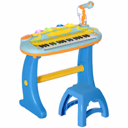 AIYAPLAY 37-Key Kids Piano w/ Microphone, Stool, Record & Play Function