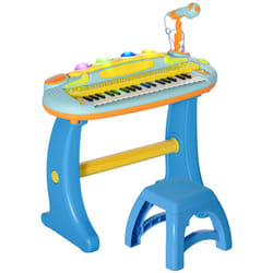 AIYAPLAY 37-Key Kids Piano w/ Microphone, Stool, Record & Play Function