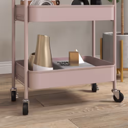 HOMCOM 3 Tier Rolling Utility Cart with 3 Mesh Basket, Pink - Additional view 8