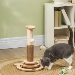 PawHut 49cm Cat Scratching Post with Interactive Track Ball for Indoors