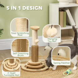 PawHut 49cm Cat Scratching Post with Interactive Track Ball for Indoors