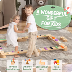 AIYAPLAY Wooden Balance Beam for Kids 3-8 Years, Indoor Outdoor Use