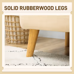 HOMCOM 2 Seater Sofa with 21cm Thick Padding and Wood Legs, Cream White - Additional view 4