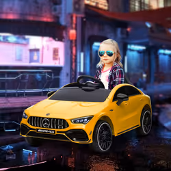 AIYAPLAY Mercedes-Benz AMG CLA 45 Licensed 12V Ride on Car w/ Music - Yellow