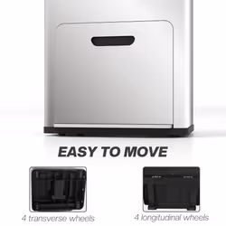 HOMCOM 3 Compartment Kitchen Bin, 56L Stainless Steel Pedal Bin with Wheels - Additional view 5