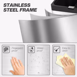 HOMCOM 3 Compartment Kitchen Bin, 56L Stainless Steel Pedal Bin with Wheels - Additional view 7