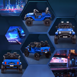 AIYAPLAY Kids Ride On Car, 12V Electric Truck w/ Suspension, Blue - Additional view 5