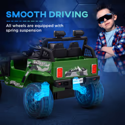 AIYAPLAY Kids Ride On Car, 12V Electric Truck w/ Suspension, Green