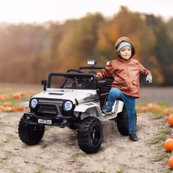 AIYAPLAY Kids Ride On Car, 12V Electric Truck w/ Suspension, White