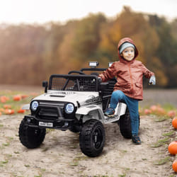 AIYAPLAY Kids Ride On Car, 12V Electric Truck w/ Suspension, White