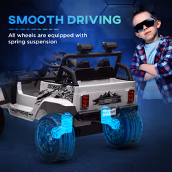 AIYAPLAY Kids Ride On Car, 12V Electric Truck w/ Suspension, White