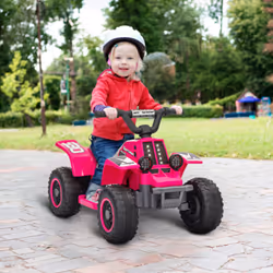 AIYAPLAY 6V Electric Quad Bike for Kids w/ Forward Backward, Pink