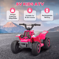 AIYAPLAY 6V Electric Quad Bike for Kids w/ Forward Backward, Pink - Additional view 6