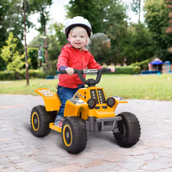 AIYAPLAY 6V Electric Quad Bike for Kids w/ Forward Backward, Yellow